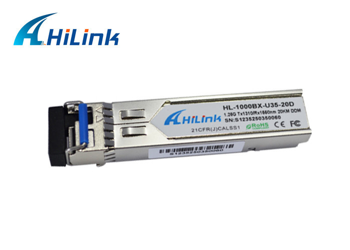 Modul Transceiver SC/LC Simplex DDM WDM yang sesuai dengan RoHS BIDI 1.25G SFP 20KM
