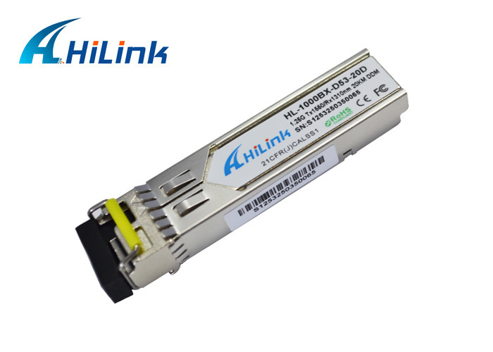 Modul Transceiver SC/LC Simplex DDM WDM yang sesuai dengan RoHS BIDI 1.25G SFP 20KM