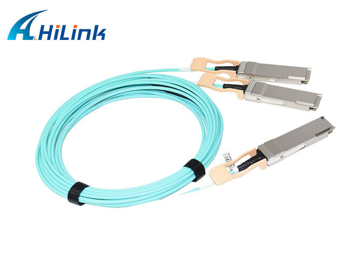 Pusat Data Kabel Optik Aktif 200G QSFP56 SR4 Ke 2xQSFP56 SR2 850nm 5m Kabel AOC