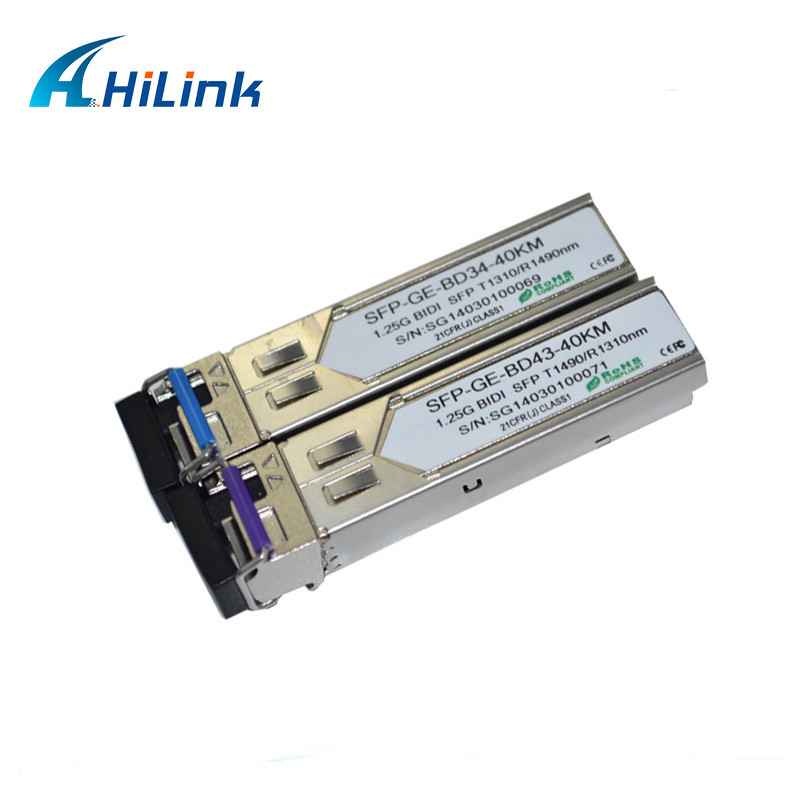 Transceiver SFP Serat Tunggal 1.25G 1310 / 1490nm 40KM SC / LC Modul Simplex WDM