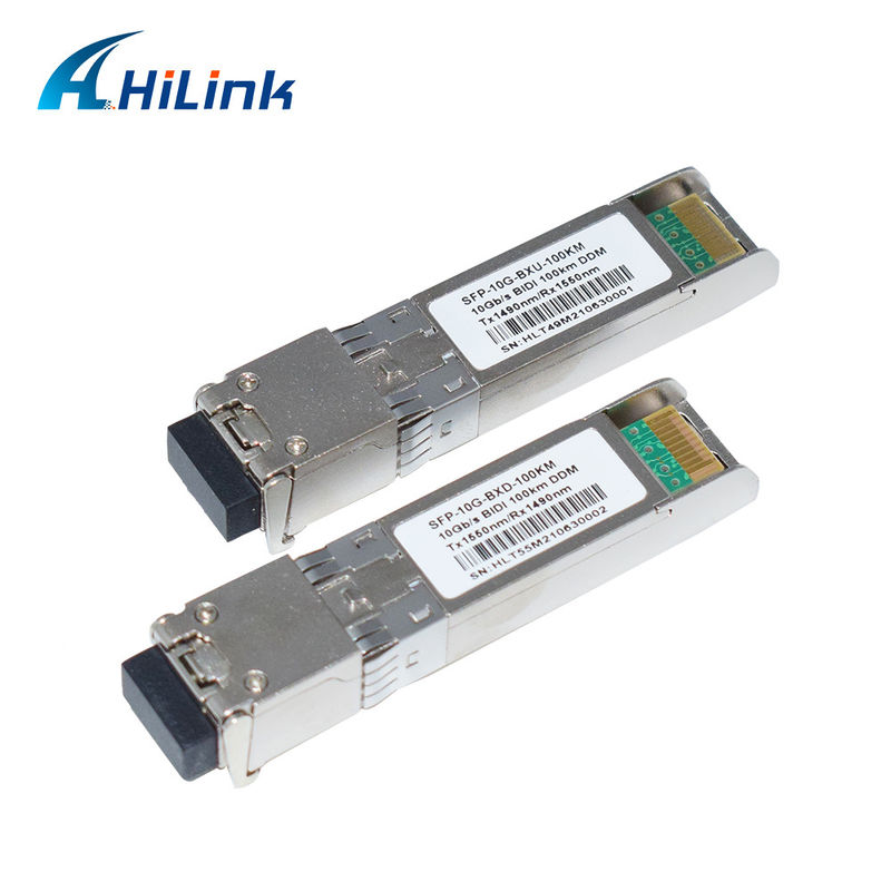 BIDI 10G WDM SMF Optical Transceiver SFP+ 100KM Tx1490nm/Rx1550nm dengan LC Fiber Optic Transceivers untuk Jaringan FTTH