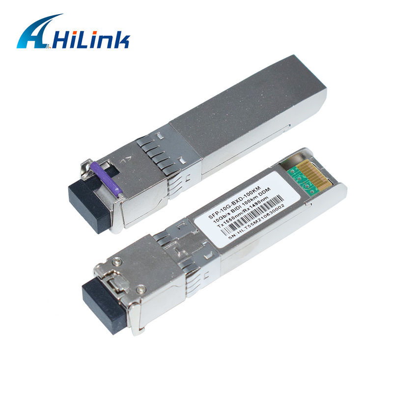 BIDI 10G WDM SMF Optical Transceiver SFP+ 100KM Tx1490nm/Rx1550nm dengan LC Fiber Optic Transceivers untuk Jaringan FTTH