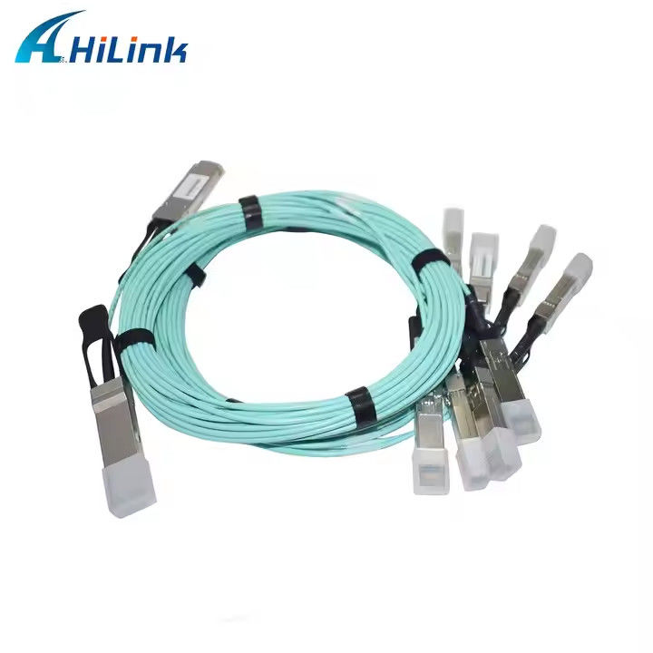 40G QSFP+ 4XSFP Kabel AOC MMF 1M-5M QSFP ke 4-SFP+ Kabel Optik Aktif
