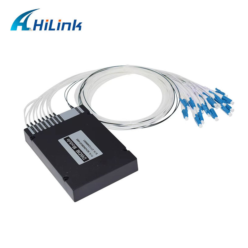 Peralatan WDM 8CH 100GHZ DWDM MUX Demux Dual Fiber Duplex LC UPC C Band ABS Box