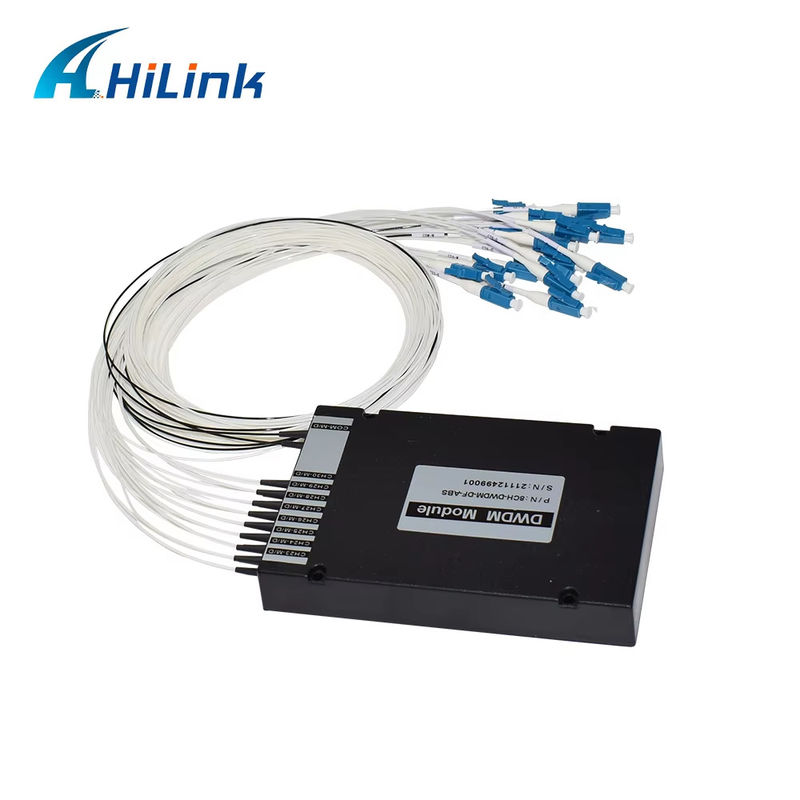 Peralatan WDM 8CH 100GHZ DWDM MUX Demux Dual Fiber Duplex LC UPC C Band ABS Box