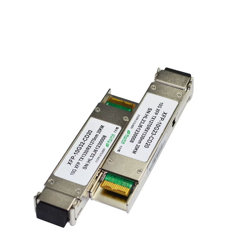 XFP Bi-Directional Transceiver Module berkualitas tinggi 10Gbps 20km Jangkauan dengan 1270/1330nm LC Connector untuk Fiber Optic Equipment