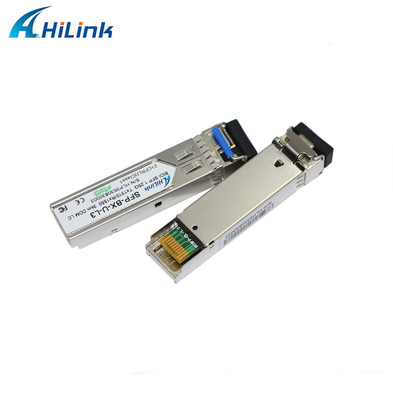 Pemancar-terima SFP 1.25G BIDI 1310/1550nm 3km untuk Transmisi Data Jarak Jauh pada Suhu 0 hingga 70C