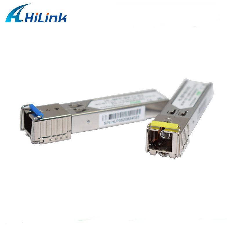 Pemancar-terima SFP 1.25G BIDI 1310/1550nm 3km untuk Transmisi Data Jarak Jauh pada Suhu 0 hingga 70C