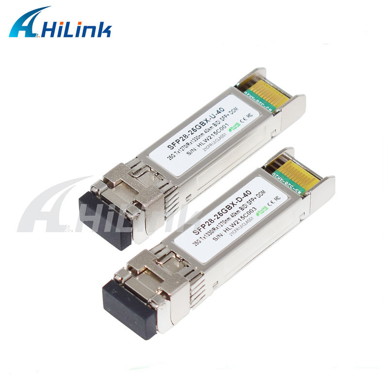 25Gb/s 40Km SFP28 BIDI Transceiver LC konektor tunggal Hot pluggable sepenuhnya RoHS Compliant