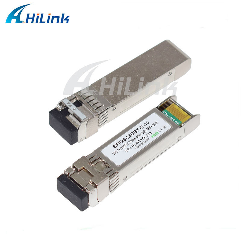25Gb/s 40Km SFP28 BIDI Transceiver LC konektor tunggal Hot pluggable sepenuhnya RoHS Compliant