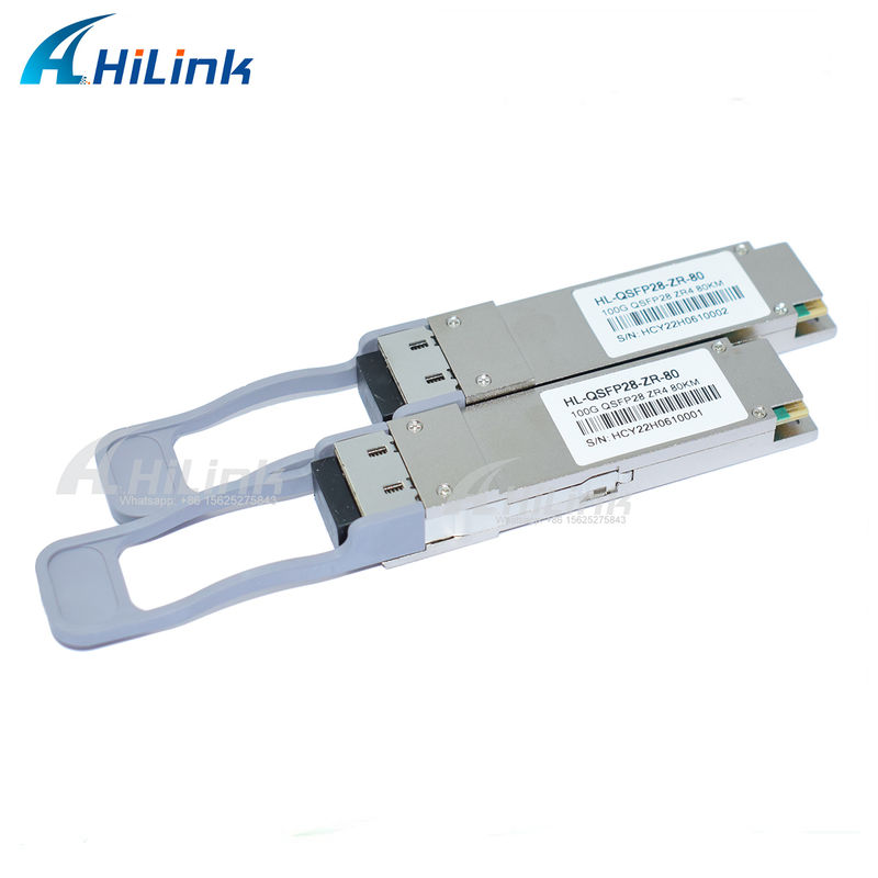 Pemancar-terima QSFP28 100Gb/s 80km Hot Pluggable Konektor Dupleks LC LAN WDM EML TOSA SOA PIN SMF