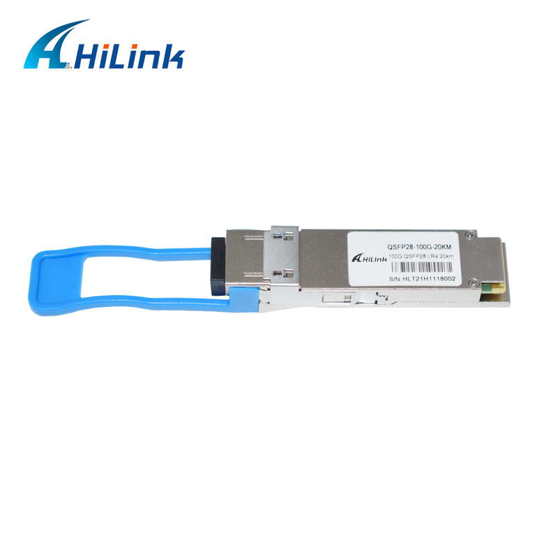 Modul Transceiver Optik QSFP28 LR4 100Gb/s 20KM Dapat Dicolokkan Panas Konektor LC Dupleks RoHS Mode Tunggal