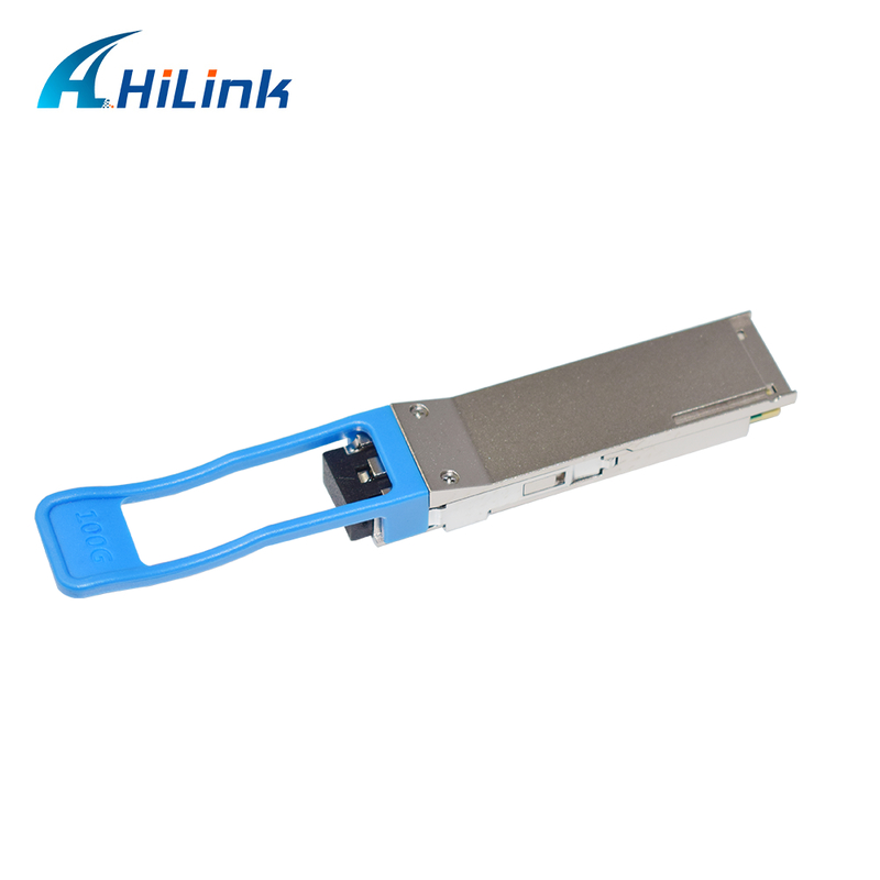 Modul Transceiver Optik QSFP28 LR4 100Gb/s 20KM Dapat Dicolokkan Panas Konektor LC Dupleks RoHS Mode Tunggal