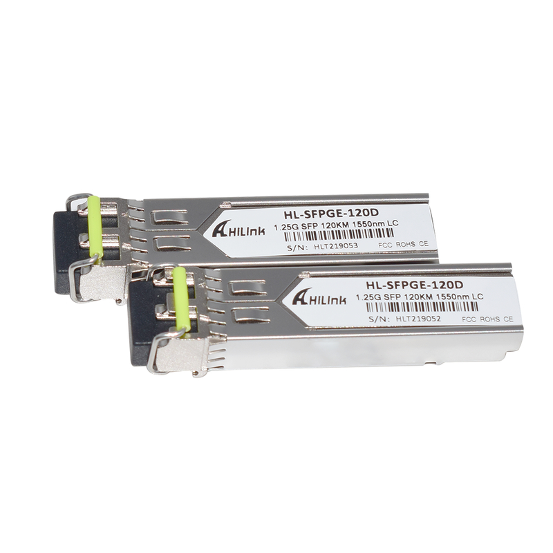 Transceiver SFP BIDI 1.25Gb/s dengan Laser DFB dan Penerima APD untuk Transmisi 120km dalam Rentang Suhu Komersial