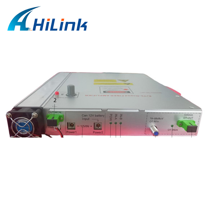 Penguat Serat EDFA Mini 1550nm Daya Tinggi dengan Sakelar Optik Internal untuk Jaringan CATV dan FTTB