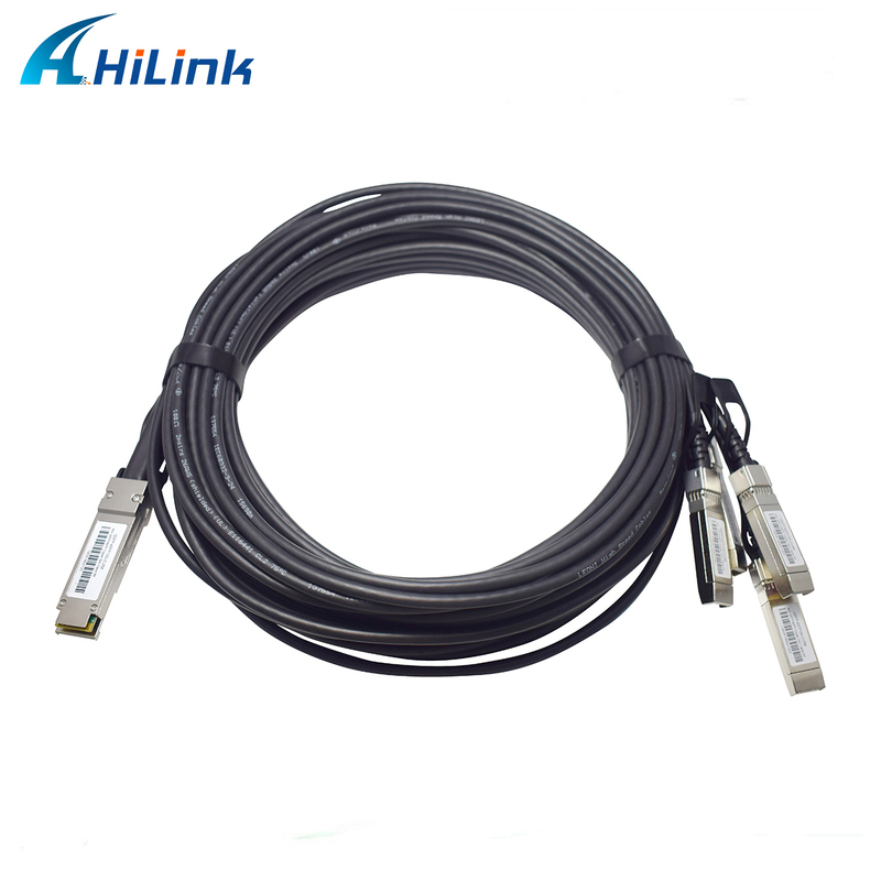 Kabel Tembaga Direct Attach Pasif 5M 40G QSFP+ ke 4*10G SFP+ untuk Pusat Data Ethernet 10G/40Gigabit