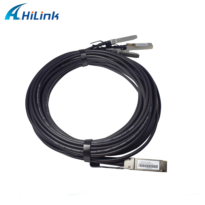 Kabel Tembaga Direct Attach Pasif 5M 40G QSFP+ ke 4*10G SFP+ untuk Pusat Data Ethernet 10G/40Gigabit
