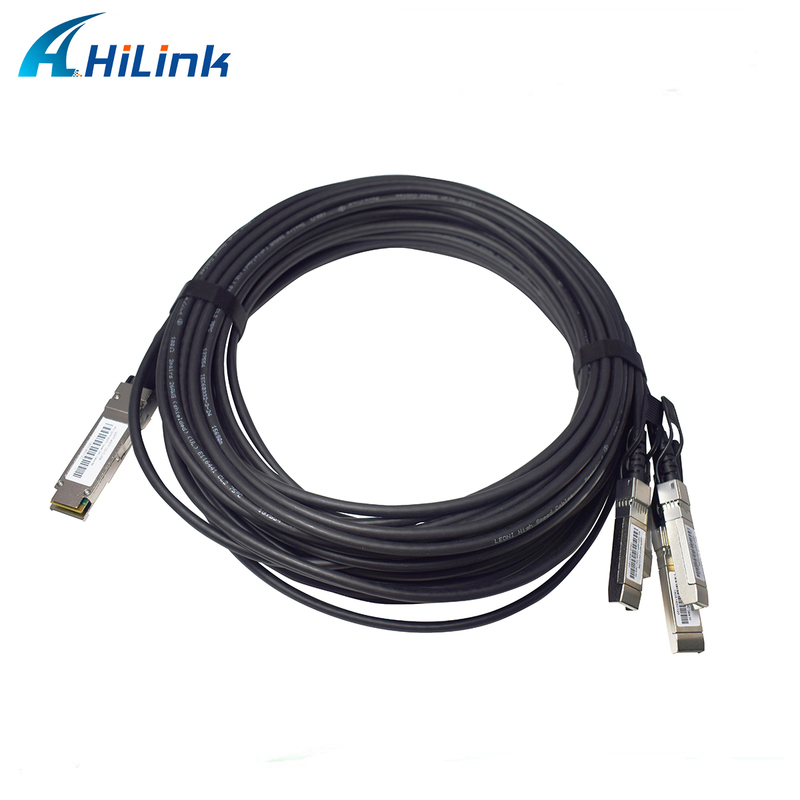 Kabel Tembaga Direct Attach Pasif 5M 40G QSFP+ ke 4*10G SFP+ untuk Pusat Data Ethernet 10G/40Gigabit