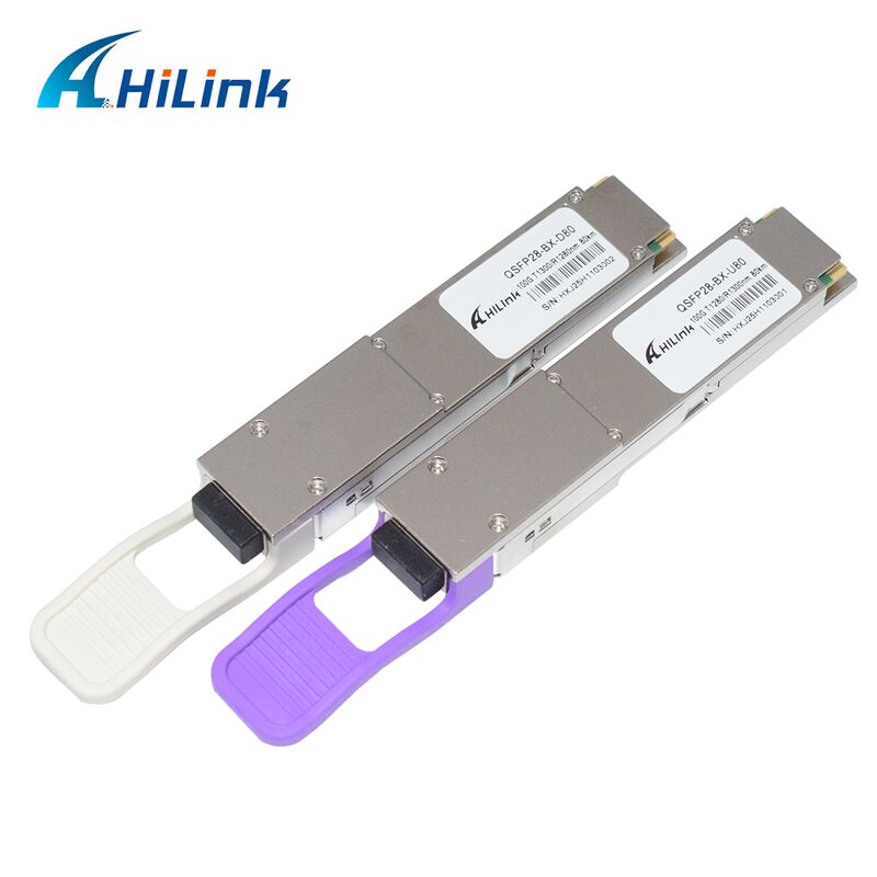 Modul Transceiver Optik Hilink QSFP28-BX-U80/D80 100Gb/s BIDI dengan Jangkauan 80km untuk Ethernet 100G