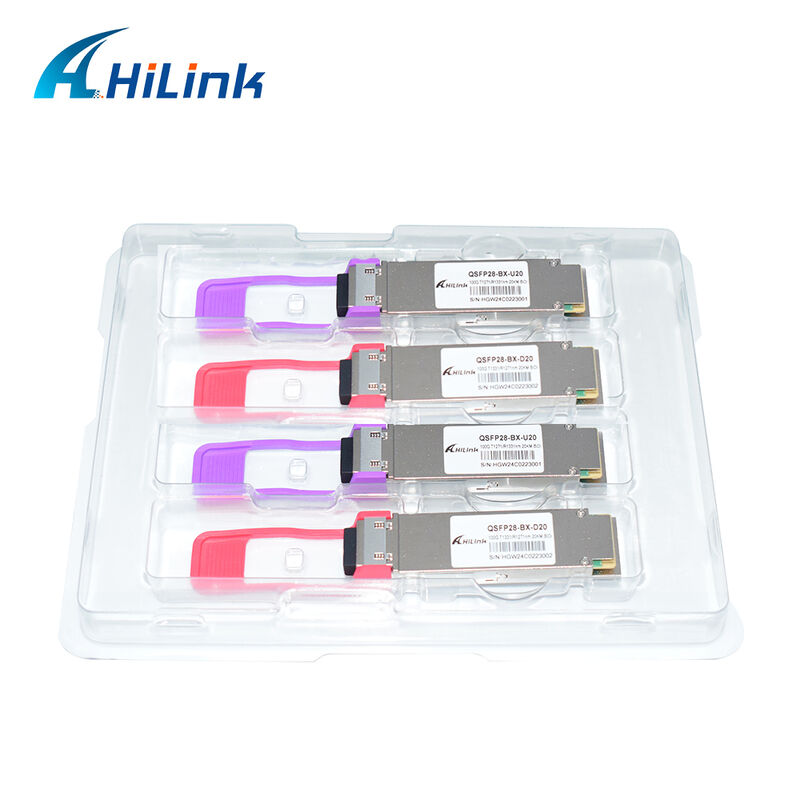 Hilink HL-QSFP28-100G-UD-20 100Gb/s 20km QSFP28 BIDI LR1 Optical Transceiver Module dengan Hot Pluggable LC Connector