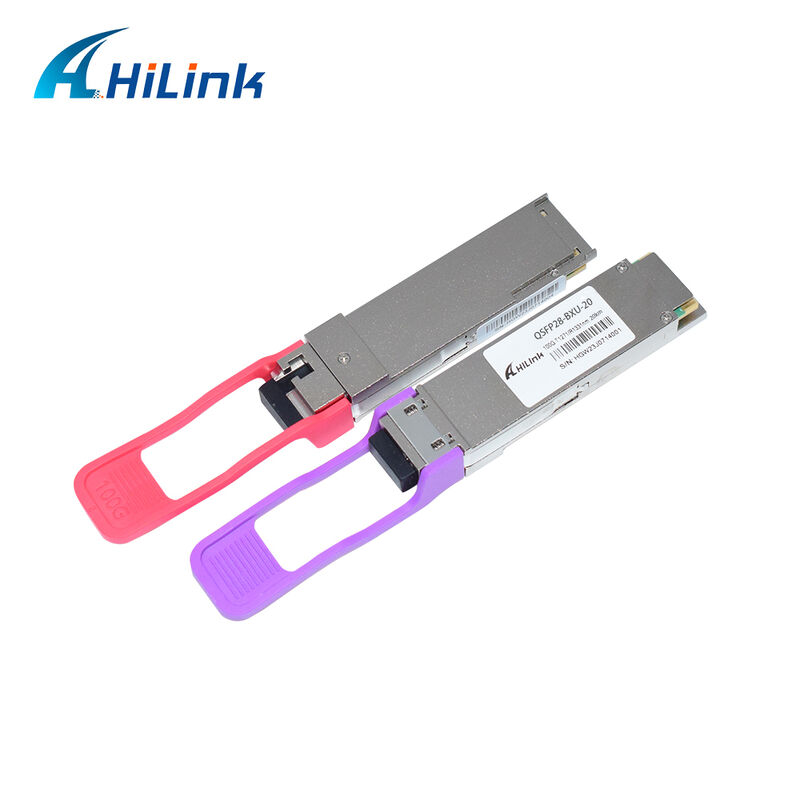 Hilink HL-QSFP28-100G-UD-20 100Gb/s 20km QSFP28 BIDI LR1 Optical Transceiver Module dengan Hot Pluggable LC Connector