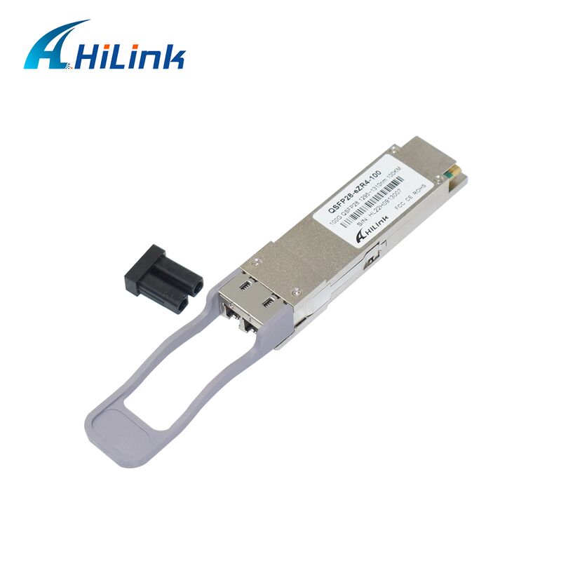 Hilink 100G QSFP28 Optical Transceiver Module dengan jarak 100km 100G Data Rate dan ZR4+ Compliance