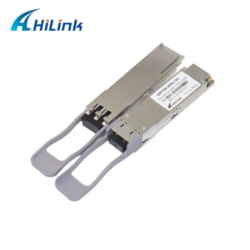 Hilink 100G QSFP28 Optical Transceiver Module dengan jarak 100km 100G Data Rate dan ZR4+ Compliance