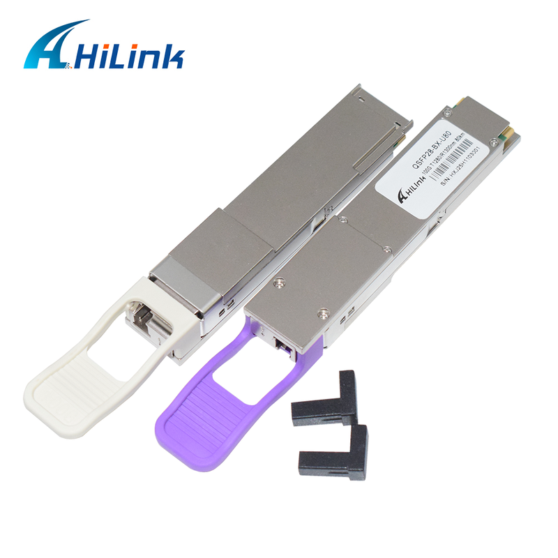 Hilink QSFP28-BX 100Gb/s 80Km BIDI Optical Transceiver Module untuk Transmisi Data Berkecepatan Tinggi
