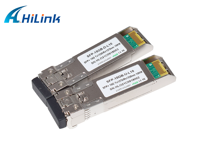 10G BiDi SFP+ Optical Transceiver dengan panjang gelombang 1270/1330nm dan jarak 10KM untuk transmisi serat tunggal