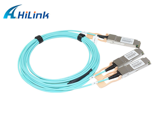 InfiniBand AOC Cable 200G Breakout 2xQSFP56 100G PAM4 Kabel Optik Aktif Untuk Pusat 5G