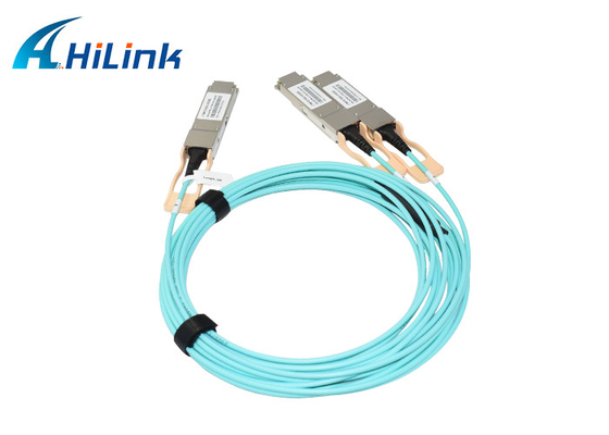 Kabel Aktif Optik QSFP AOC 200G QSFP56 Ke 2 X QSFP28 Kabel Ethernet AOC