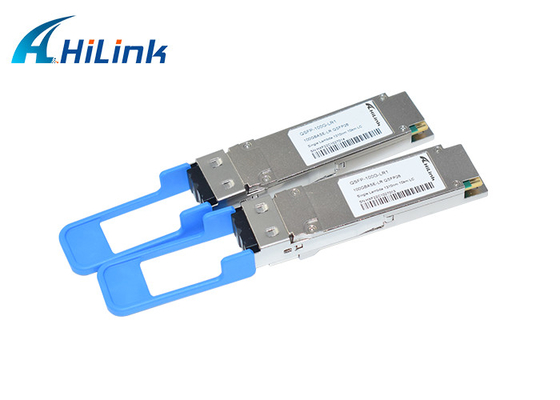 Duplex LC SMF Modul Transceiver Optik 100GBASE-LR1 QSFP28 Lambda Tunggal 1310nm 10km DOM