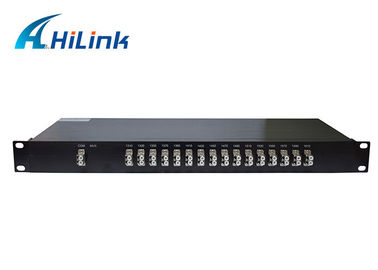 Dual Fiber CWDM Mux Demux Modul 1U Rack Mount 16ch Port Logam 1310nm ~ 1610nm